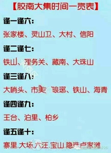 黄岛赶集时刻表，喜欢赶集的朋友记得收藏啊