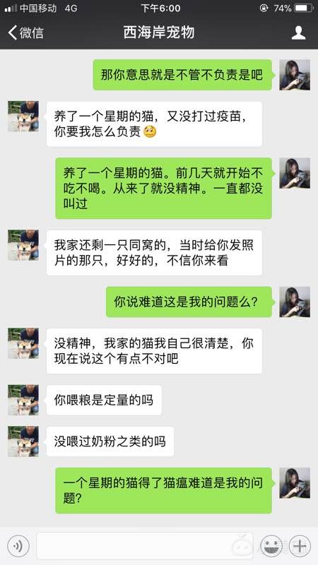 求扩散。2500块钱买的星期猫。无良商家