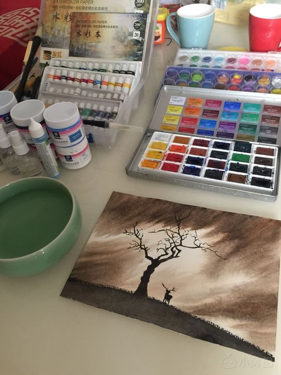 今天画了一只鹿，后面的以前画的……