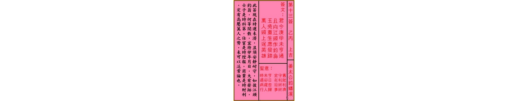 关公灵签解签 第十三签 乙丙 上吉