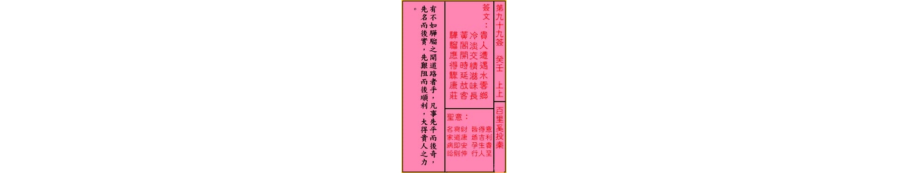 关帝灵签 第九十九签 癸壬 上上