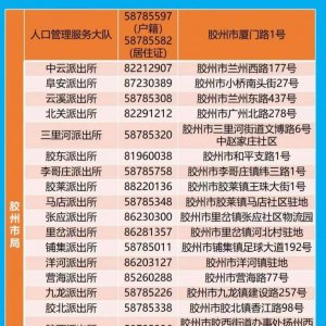 青岛胶州市户政服务窗口咨询电话