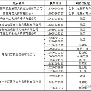 莱西市疫情期间零售药店购药配送联系电话+配送区域