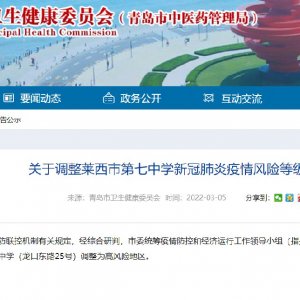 关于调整莱西市第七中学新冠肺炎疫情风险等级的通告
