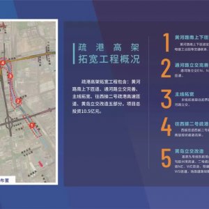 疏港高架拓宽工程黄河路南上下匝道通车